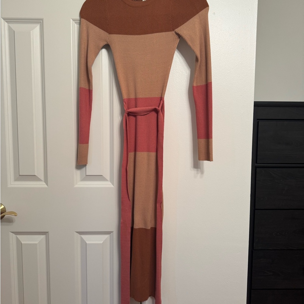 Colorblock Long Sleeve Knit Dress